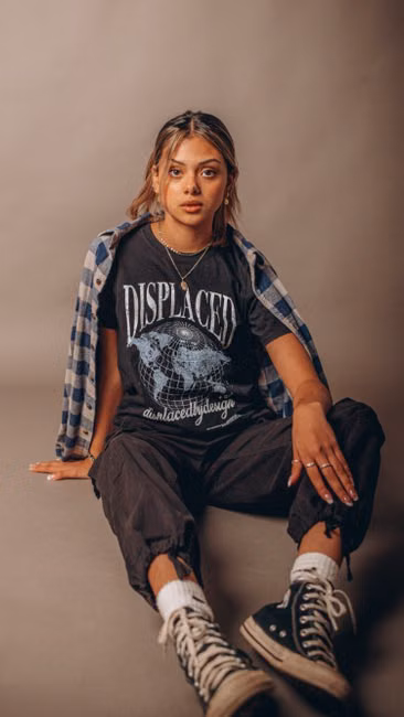 Camiseta Oversized Preta Estampada